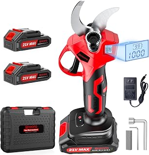 Upgraded Electric Pruning Shears, 1.4" Cutting Diameter Cordless Pruner with LCD Display, Brushless Motor, 2×2.0Ah Rechargeable Batteries for Garden Trees and Branches