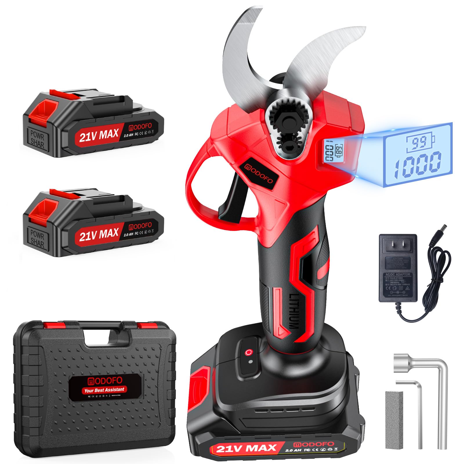 Upgraded Electric Pruning Shears, 1.4" Cutting Diameter Cordless Pruner with LCD