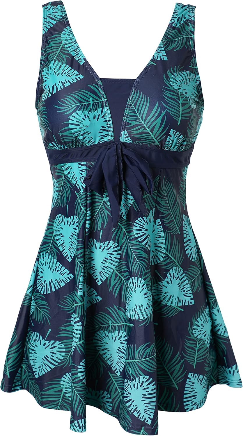 Ecupper Womens One Piece Swimdress Shaping Body Swimsuit Floral Plus Size Bathin