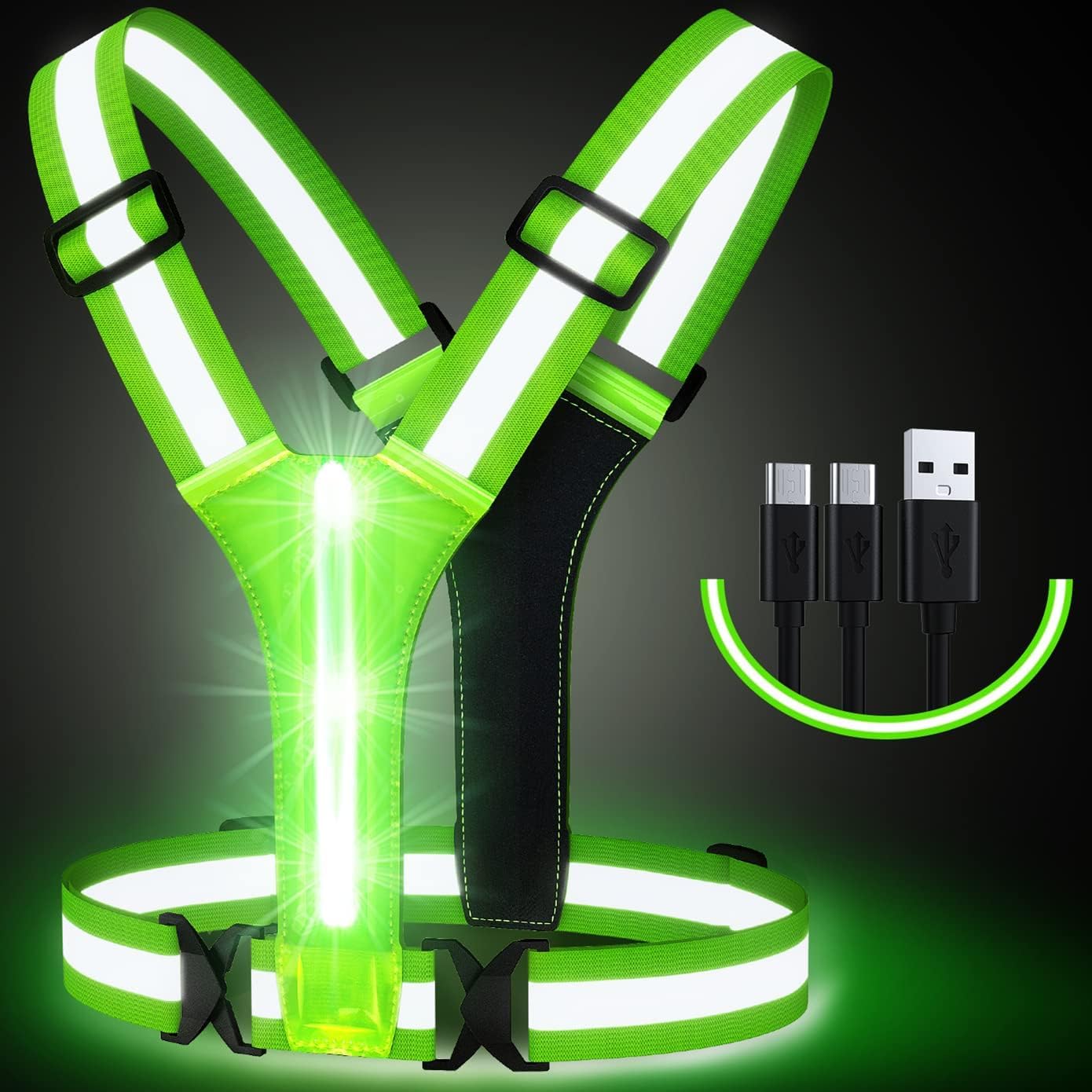 Simket LED Reflective Running Vest, Water Resistant Safety Gear with USB Recharg