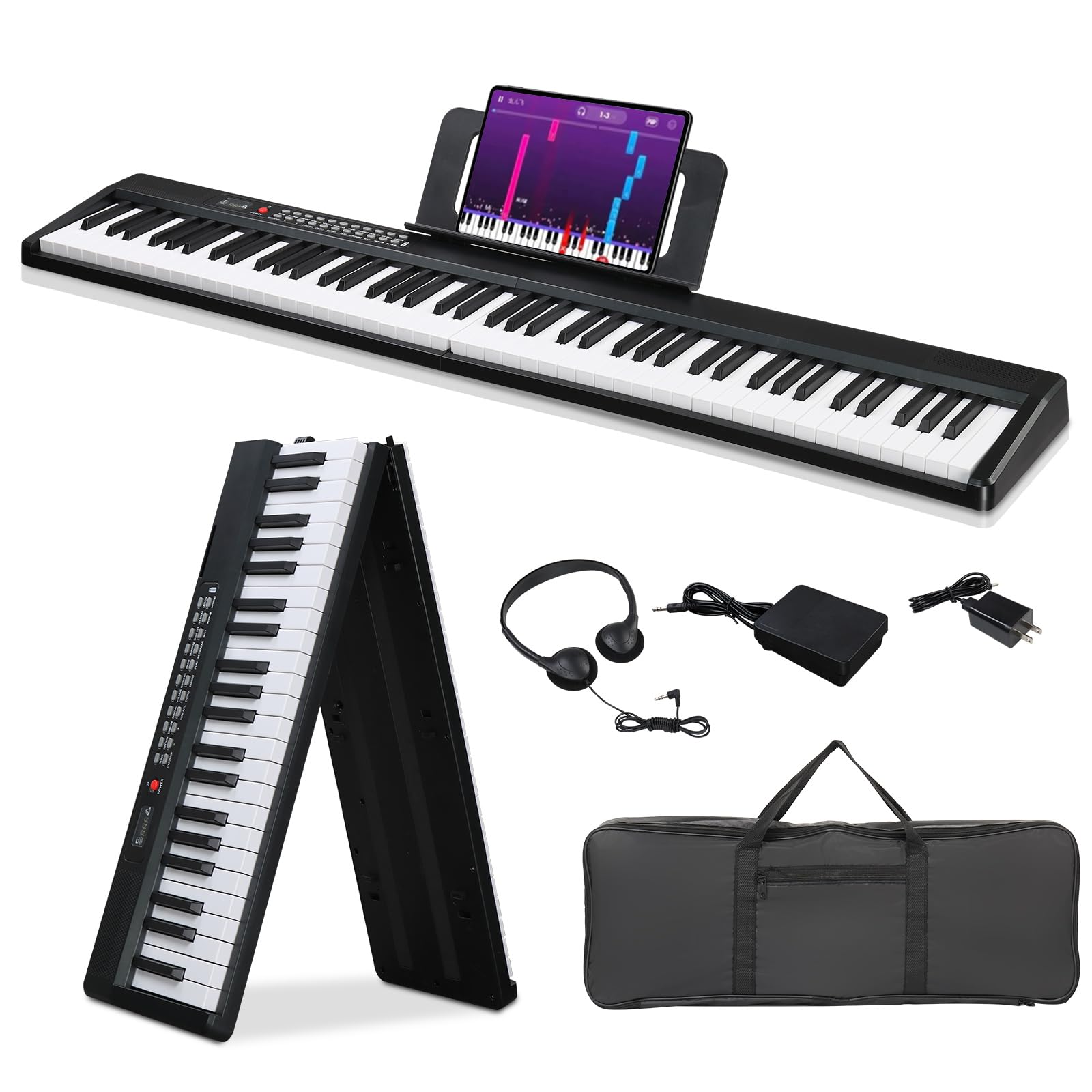LALAHO 88 Key Foldable Keyboard Piano,Electric Piano Digital Piano | Dual Blueto