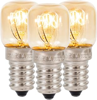 Klass Home (3 Pack) Salt Lamp Bulb | Oven | Fridge | Small Screw E14 15W <300°C Dimmable Incandescent Bulbs Pygmy for Oven Light | Himalayan Salt Lamp Light | Lava Lamp