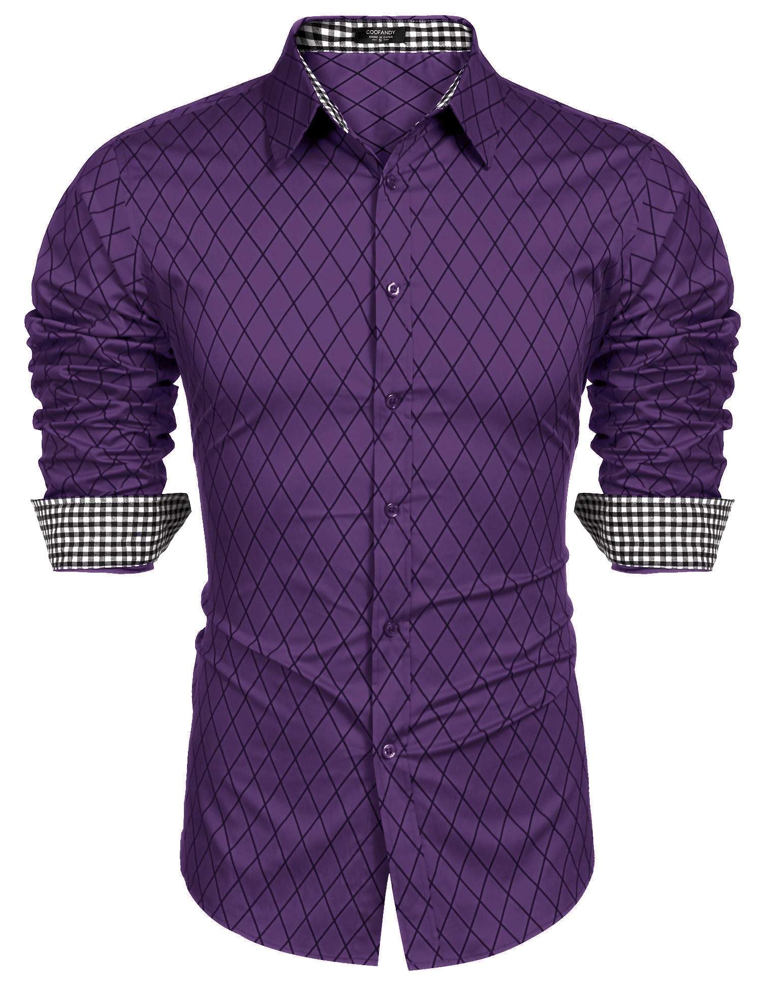 Coofandy Men's Dress Shirts Long Sleeve Slim Fit Business Casual Button Down Shi