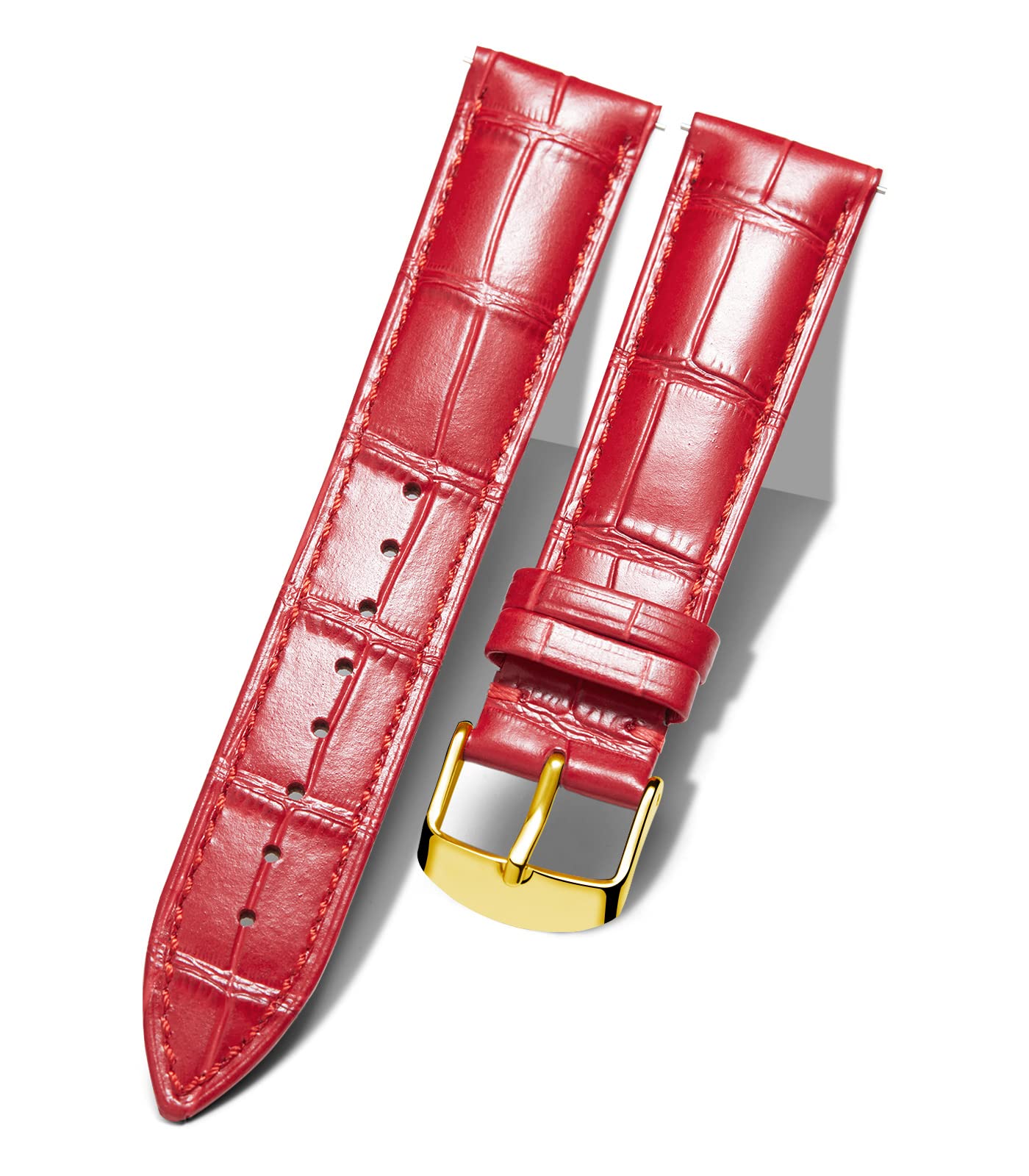 BINLUN Leather Watch Strap 10mm-24mm Crocodile Design Alligator Quick Release Re