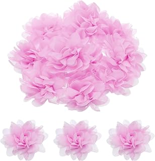 12 Pcs 3 Inch Pink Chiffon Artificial Flowers for DIY Clothes Headband Graduation Wedding Home Birthday Party
