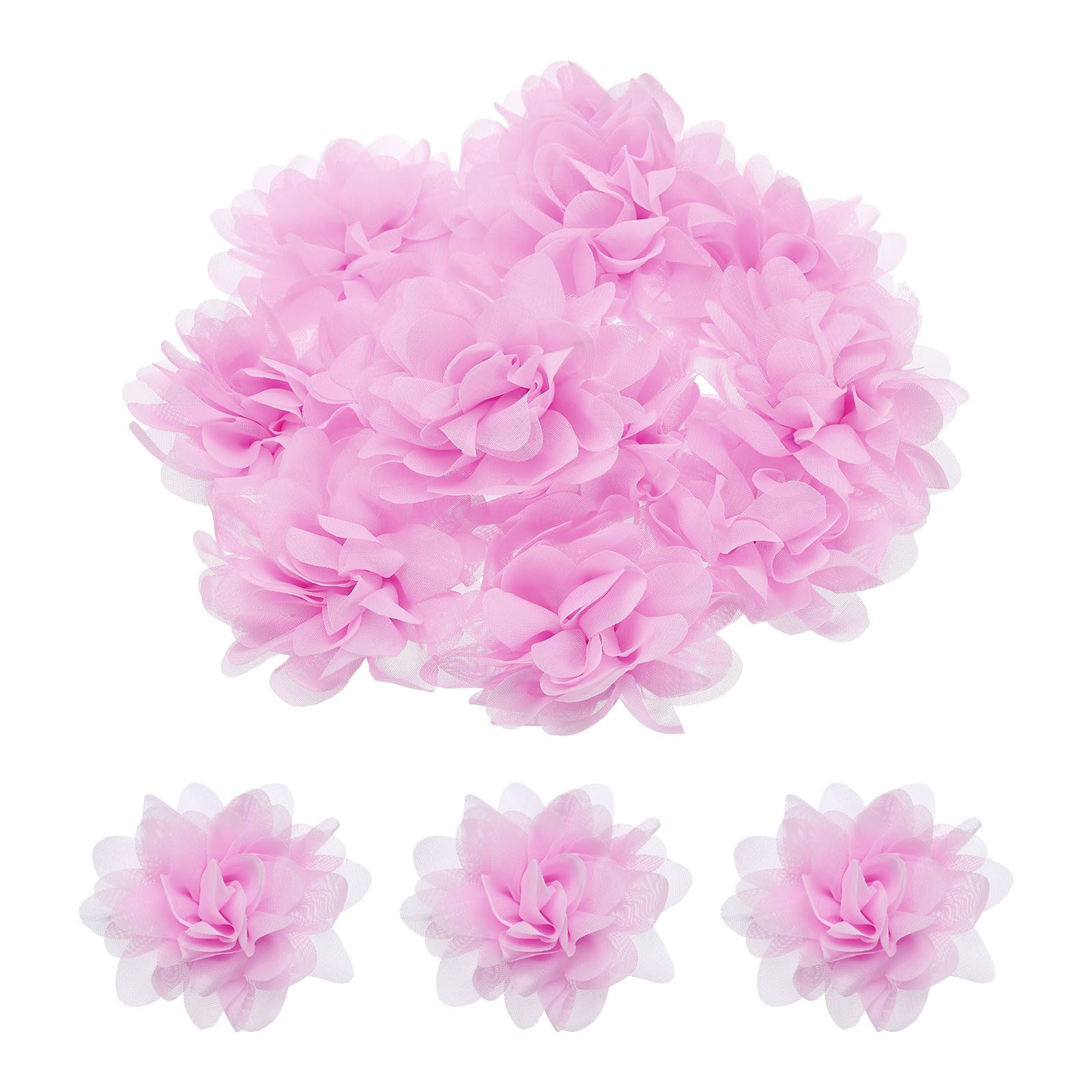 12 Pcs 3 Inch Pink Chiffon Artificial Flowers for DIY Clothes Headband Graduatio