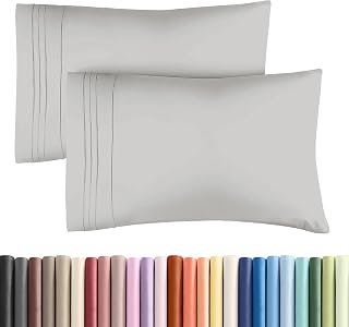 Queen Pillow Cases Set of 2 - Ultra Soft Pillowcase Covers - French Grey