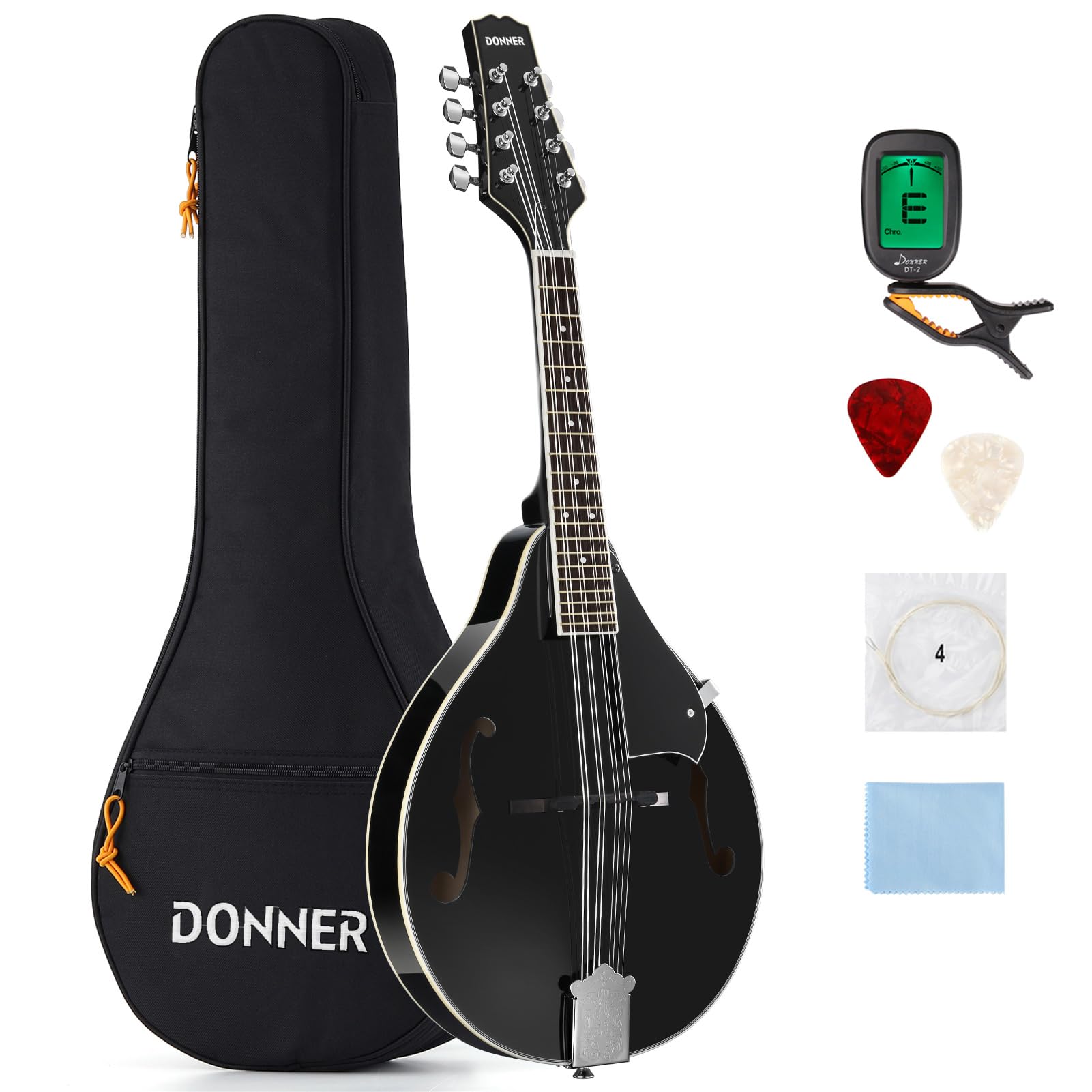 Donner Acoustic Mandolin Instrument Kits - A Style, DML-100B, Black