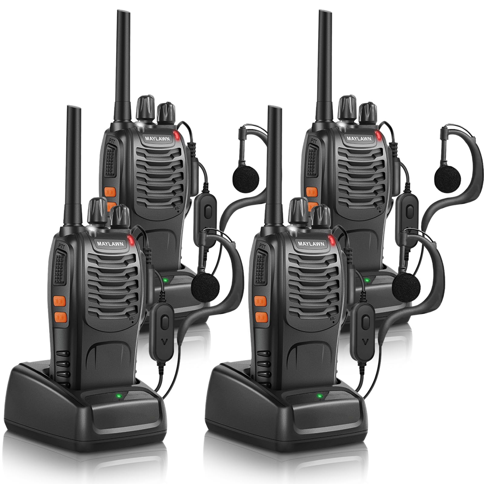 Maylawn Walkie Talkies Pack of 4, Long Range Two Way Radios for Adults | Easy to
