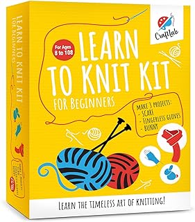 CraftLab Knitting Kit - Beginner Knitting Supplies with Wool Yarn, Needles, Instructions, DIY Gift