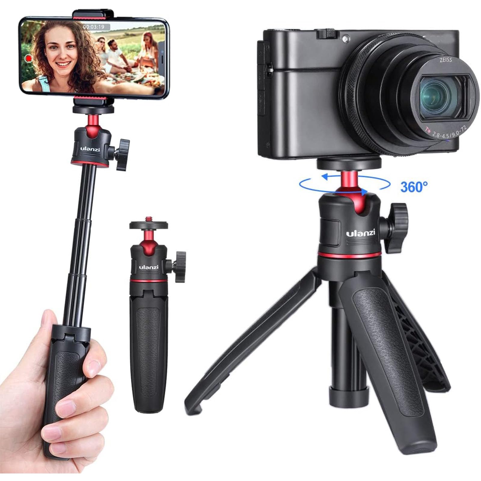 ULANZI MT-08 Mini Extension Pole Tripod for Phone Camera | Extends to 21.3in, Ph