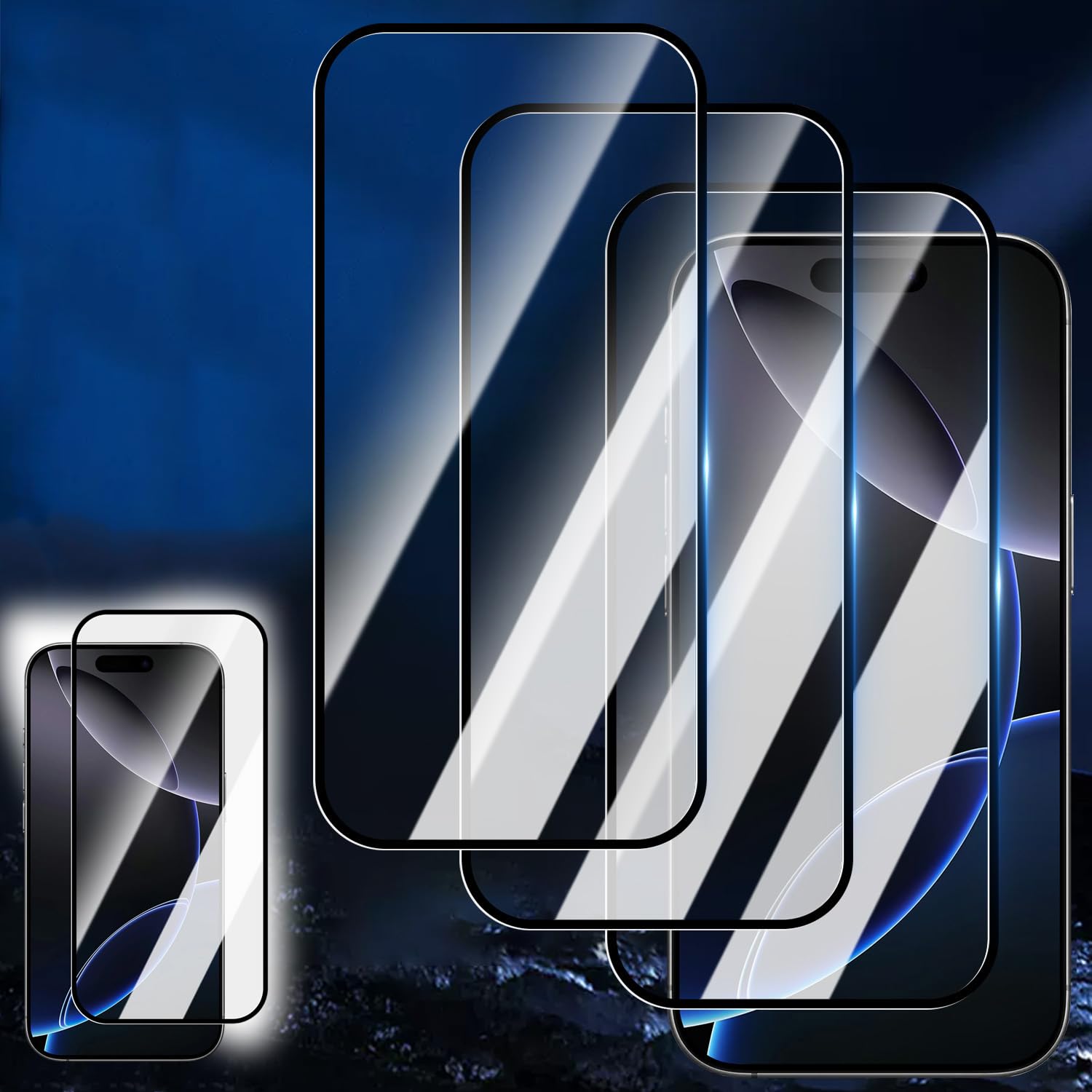 3Pcs Screen Protector Tempered Glass for iPhone 17 Pro, Scratch, Shatter & Drop 
