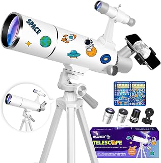 Hawkko 80mm Aperture 500mm Telescope for Kids 8-12 & Adults Beginners