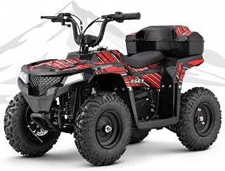 QEASET 40cc Gas Four Wheeler, Gas Powered 4 Wheeler ATV for Kid 6+, Red | Kid Gas Powered with Storage Box, 40cc 4-Stroke Engine, Up to 15 MPH, Parental Speed Control, Pull Start and LED Headlight