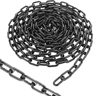 CYEAH 1/4" Carbon Steel Link Chain, Carbon Steel Chain 19.4 Ft Small Strong Link Chains, Utility Metal Decorative Chains Camping Pet Dog Hanging Chainn for Bird Feeder Planters Signs