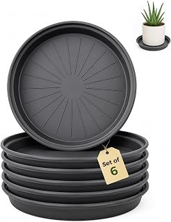 Bamworld 6 Pack Plant Saucers 30cm (12 Inch) | Round Plastic Plant Trays Heavy Duty Leak Proof Saucers for Indoor Potted Plants Drip Trays(Gray)