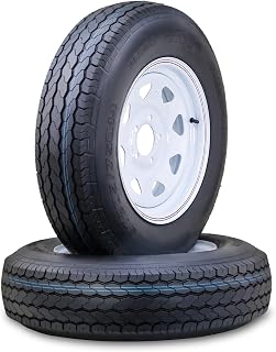 Free Country Trailer Tire Wheel ST205/75D14 6PR C 99L 5X4.5 White Spoke Pk2 | 5 Lug on 4.5" PCD White Spoke Wheel Load Range C speed index L 75mph
