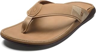 OluKai Tuahine Men's Waterproof Leather Sandals, Versatile Beach Flip Flops