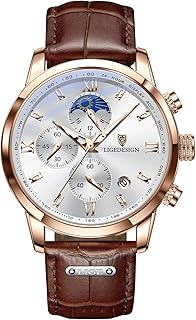 LIGE Men's Vintage Leather Chronograph 3ATM Waterproof Watch
