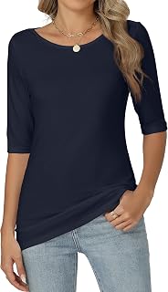 Women's T-Shirt Half Sleeve Round Neck Slim Fit Elástic Casual Top Basic Lightweight Tee Shirt Blouse Summer Spring