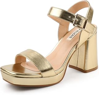 JOY IN LOVE Women's Chunky Block Heels Platform Sandals
