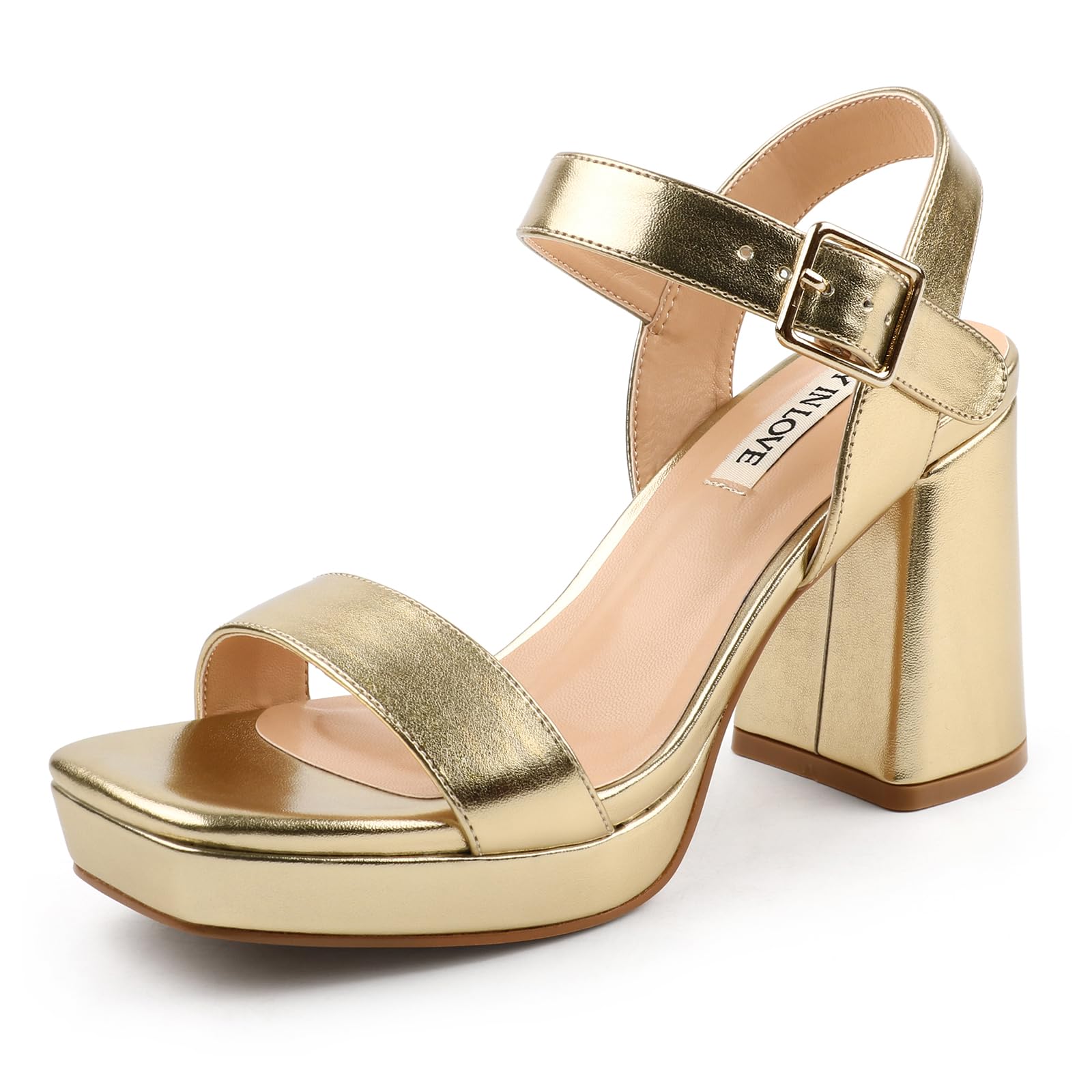 JOY IN LOVE Women's Chunky Block Heels Platform Sandals