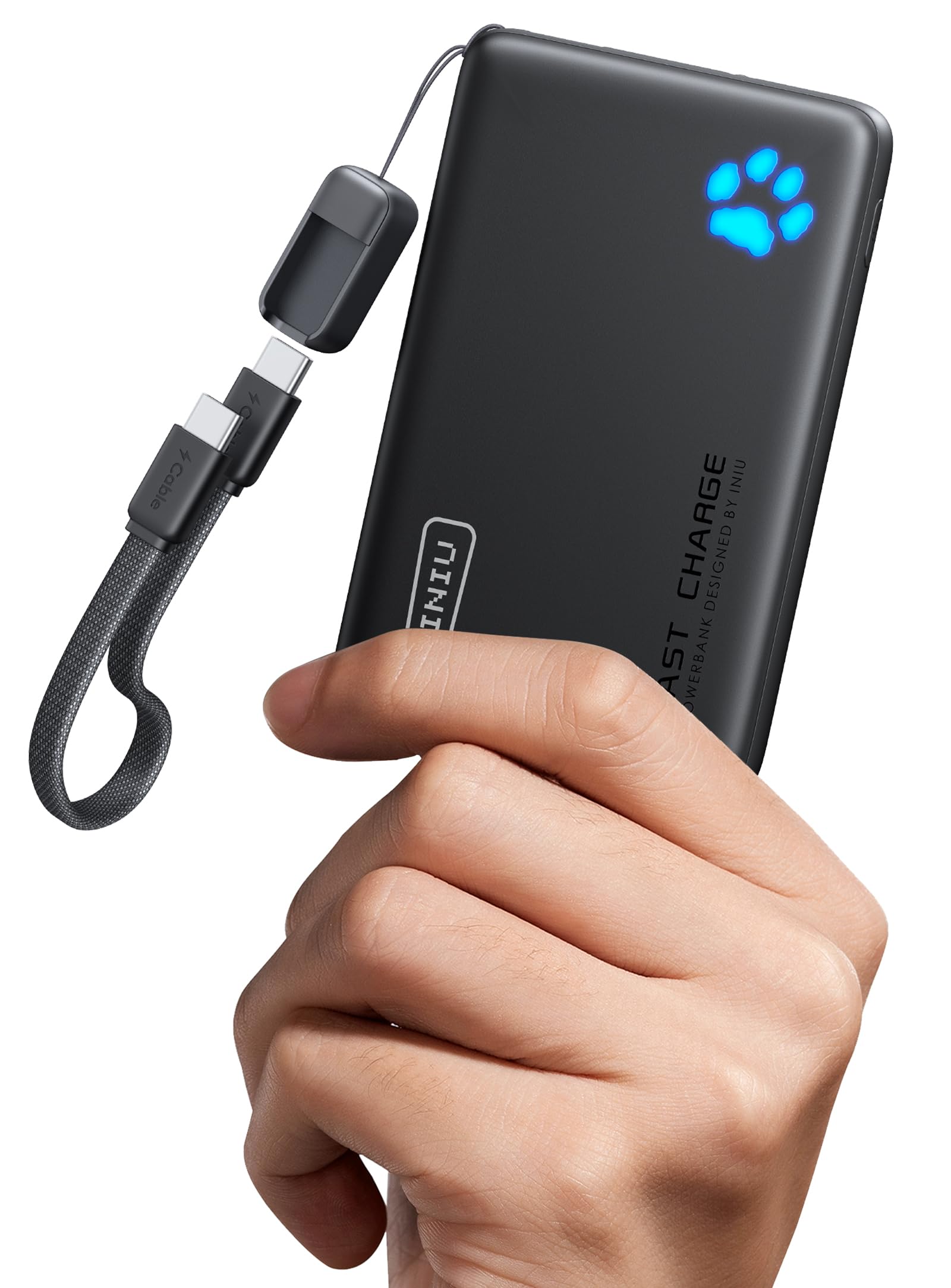 INIU 10000mAh 45W Fast Charging Portable Charger, Smaller Travel Power Bank | Fl