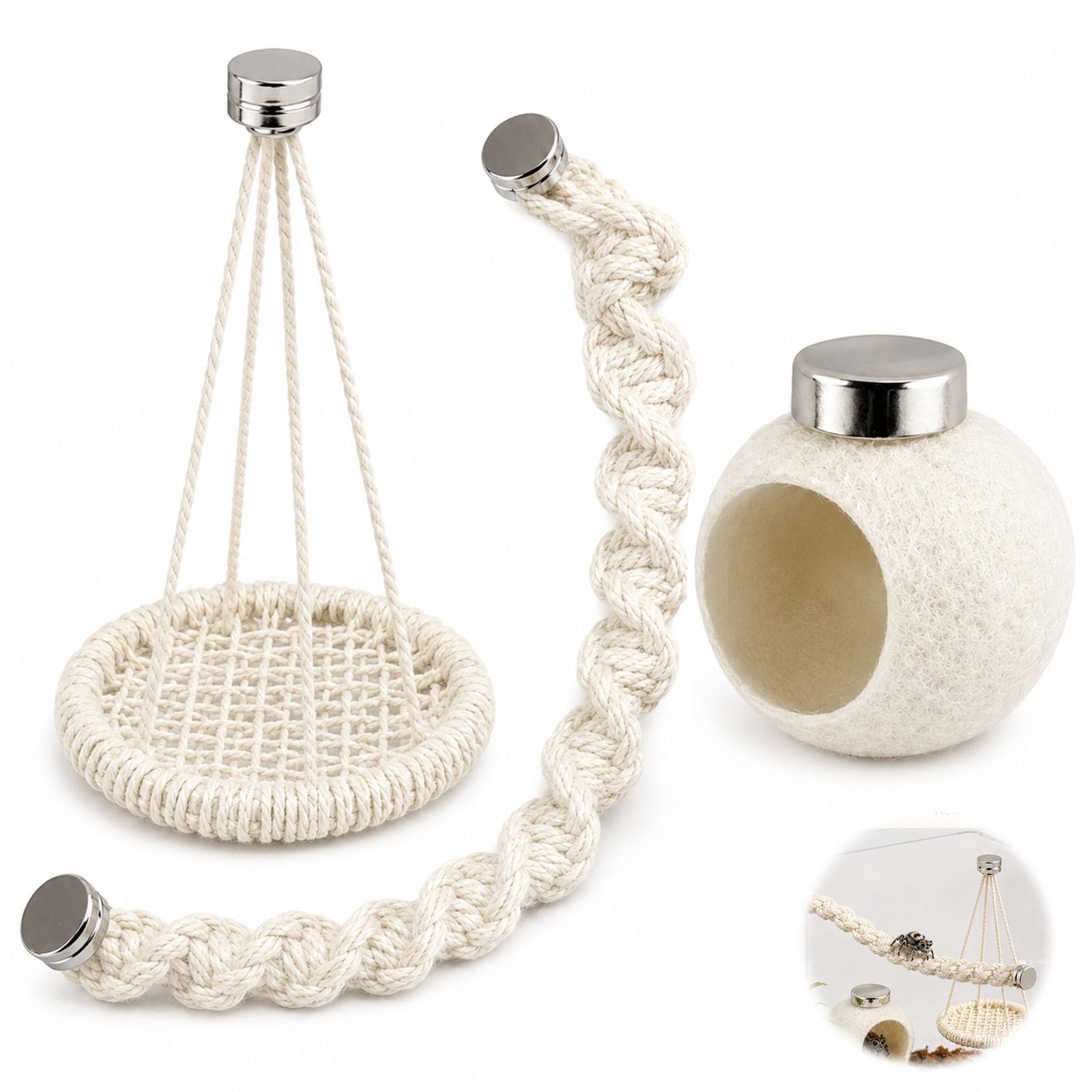 Jumping Spider Accessories with Rope Swing Bridge, Platform Swing and Nest | Jum