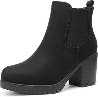DREAM PAIRS Women's FRE High Heel Chelsea Style Ankle Bootie