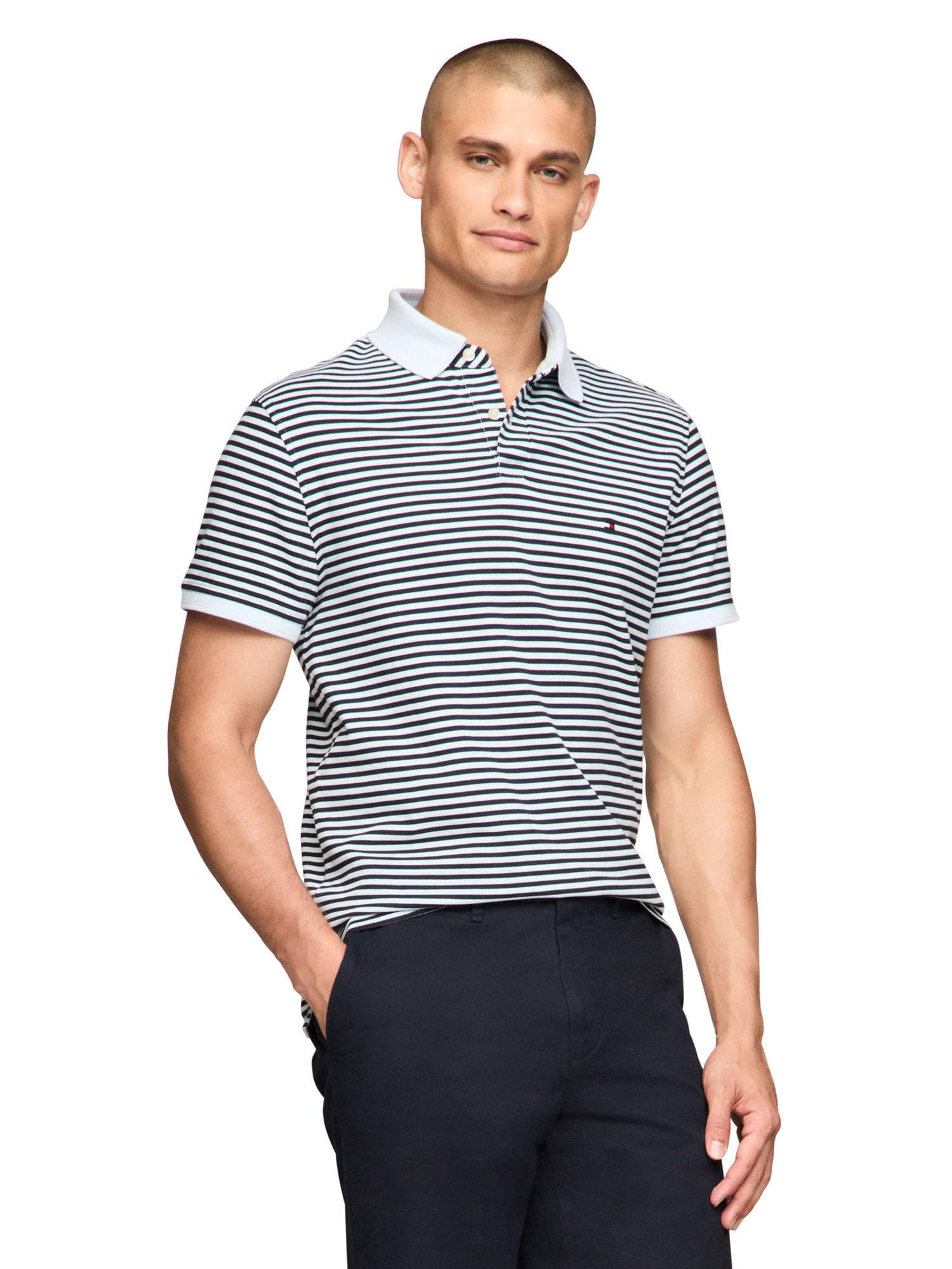 Tommy Hilfiger Adaptive Short Sleeve Polo Shirts In Classic Fit with Stretch and