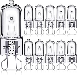 SILKIT G9 Halogen Light Bulbs 28W, G9 Dimmable Capsule Bulbs, Warm White 2800K, Non-Flicker,10 Pack