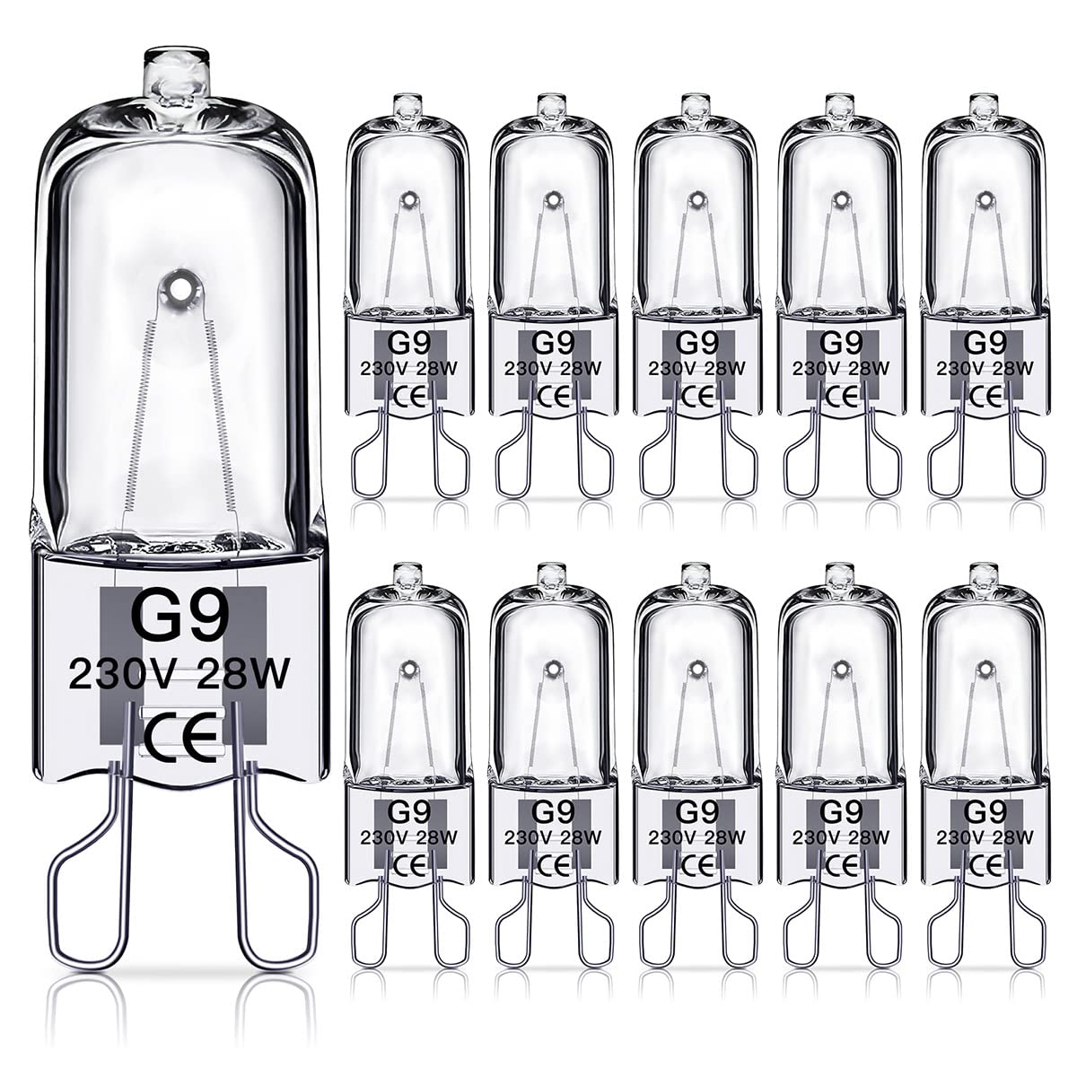 SILKIT G9 Halogen Light Bulbs 28W, G9 Dimmable Capsule Bulbs, Warm White 2800K, 
