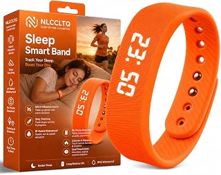 Mens Bracelet Vibrating Alarm Clock Vibration Wristband Silent Wrist Watch Wearable Digital Sleep Shock Bands for Heavy Sleepers Sleep Apnea Devices for Deaf with Smart Big Monitor (Orange)