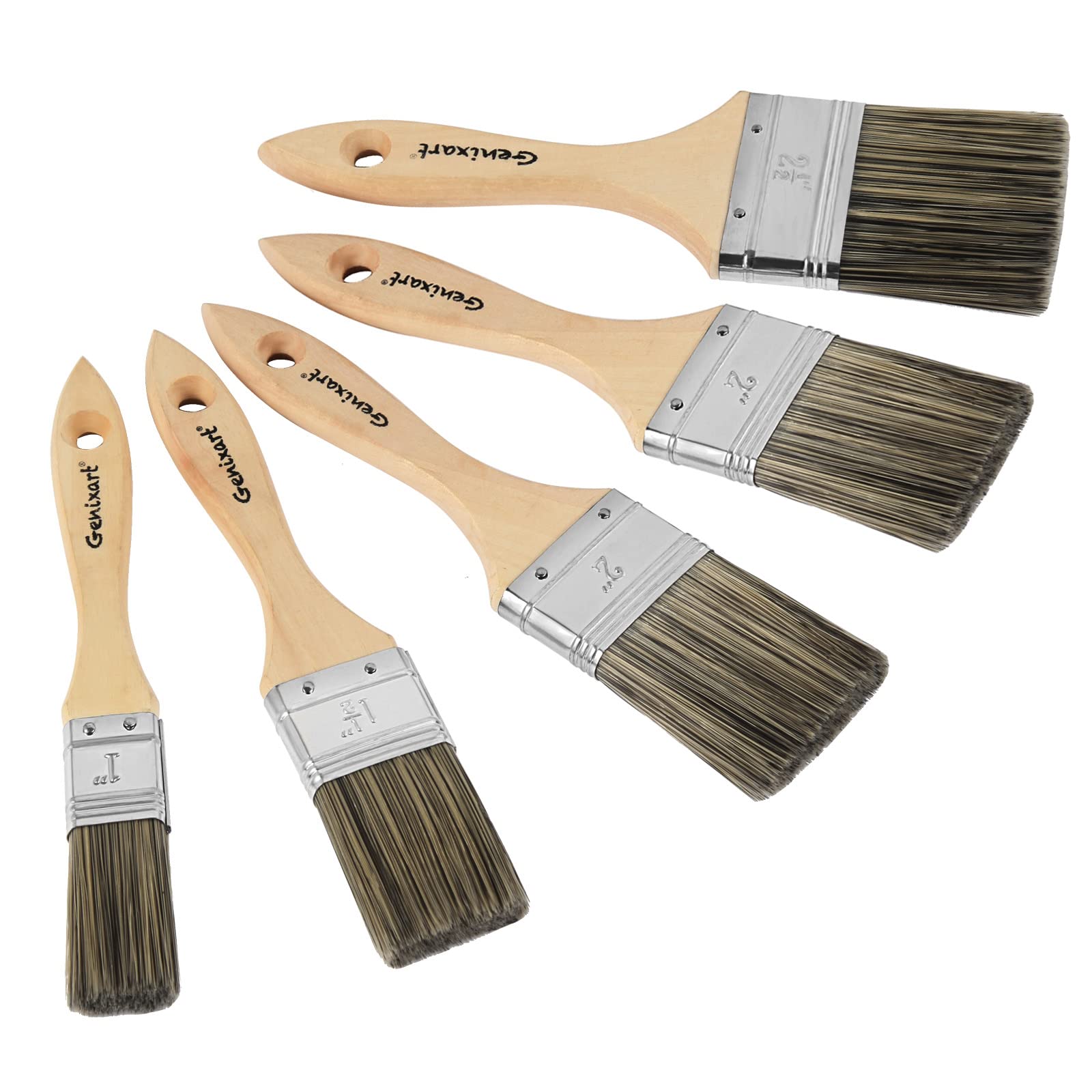 Genixart Double Thick Chip Paint Brush Set, Wood Stain Brushes for Painting Wall