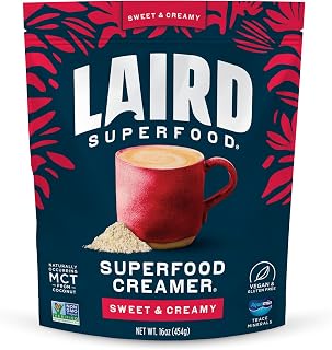 Laird Superfood Non-Dairy Superfood Creamer - Coconut Powder Coffee Creamer - Sweet & Creamy - Gluten Free, Non-GMO, Vegan - 16 oz. Bag, Pack of 1