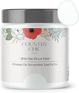 Country Chic All-in-One Chalk Paint for Furniture, Cabinets, Home Decor, Eco-Friendly, Matte Finish, Built-In Primer & Top Coat for Wood, Metal - Simplicity (White) - 4 oz (118 ml)