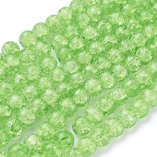 100pcs 8mm Round Crystal Glass Beads Loose Spacer Beads for Jewelry Making Bracelet Necklace DIY Wind Bell Earrings Beads Craft Supplies Green