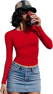 Women's Long Sleeve Round Neck Slim Fit T-Shirt