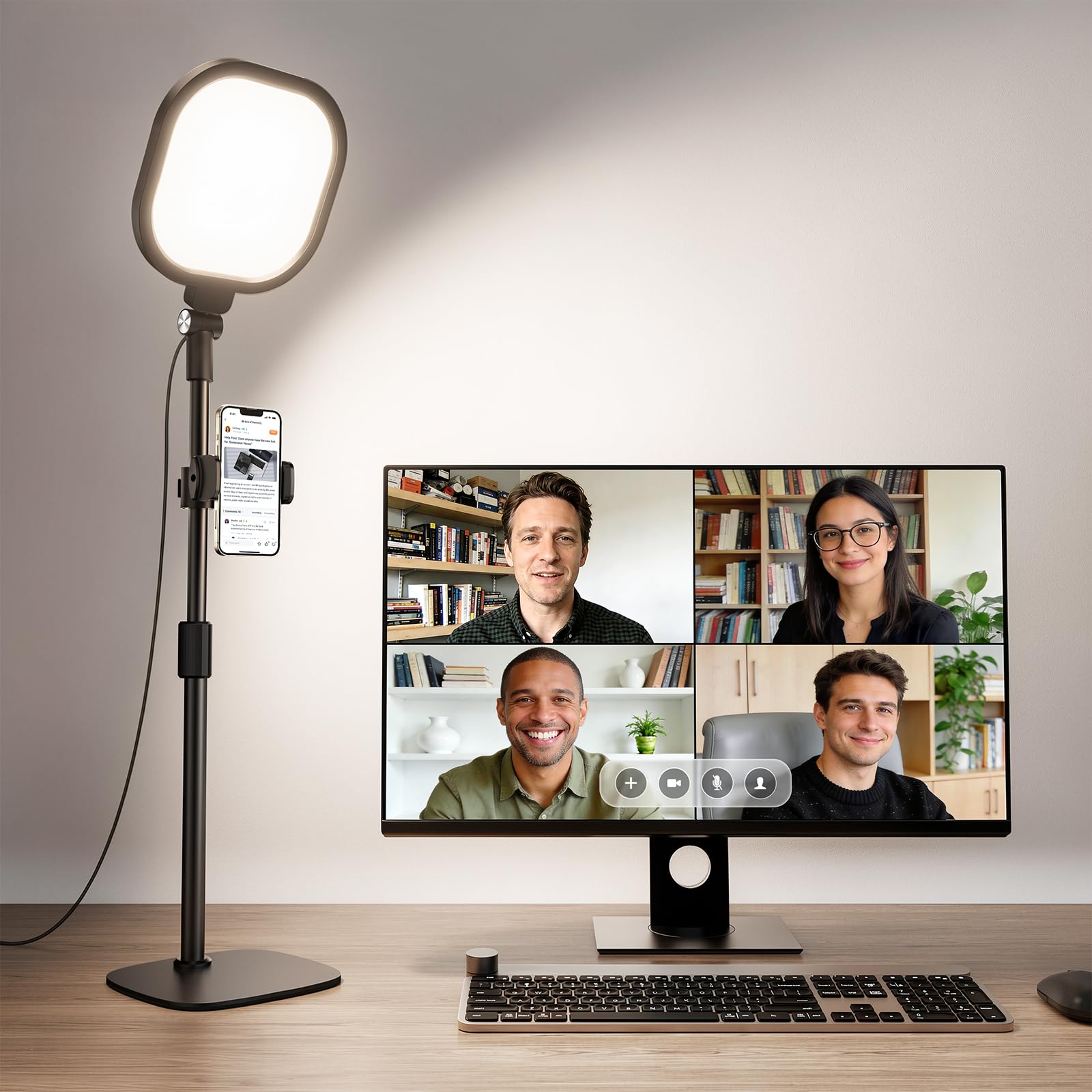 Zoom Lighting for Computer, Adjustable Desk Ring Light for Video Calls | 30 Ligh