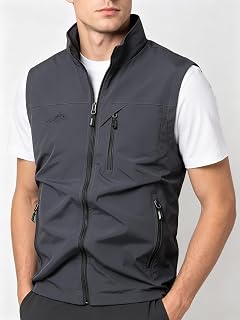 Men's Lightweight Outdoor Waterproof Windproof Sleeveless Vest with Multiple Pockets