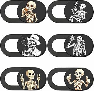 PRESSINART 6Pcs 6 Styles Laptop Camera Cover Skull Privacy Guard Accessories, 0.04 Inch Ultra Thin Webcam Cover Protector Blocker for Phone Desktop Computer Tablet Notebook Mini PC Home Office Use