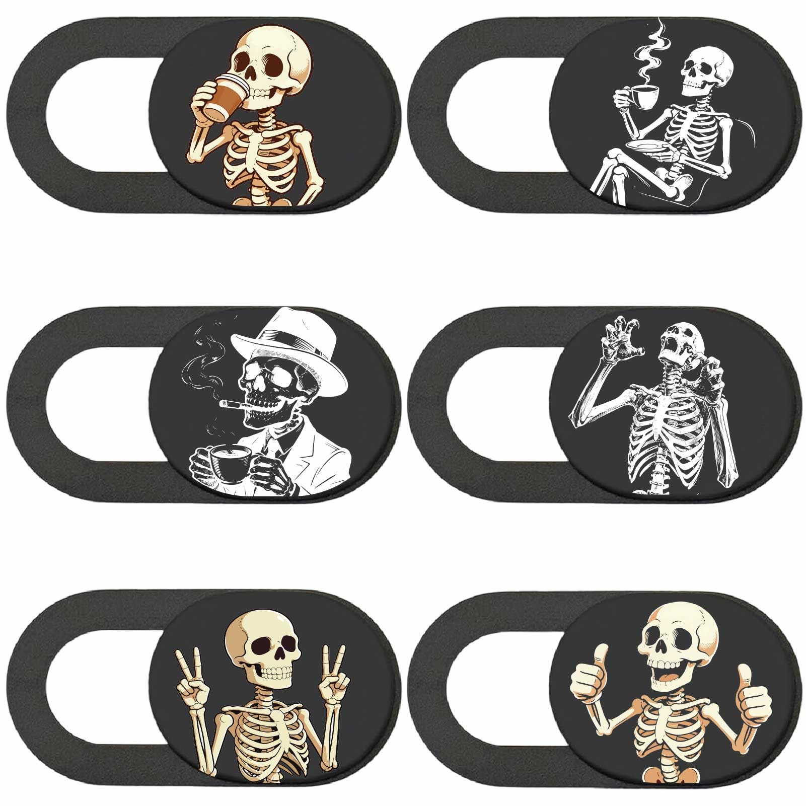PRESSINART 6Pcs 6 Styles Laptop Camera Cover Skull Privacy Guard Accessories, 0.