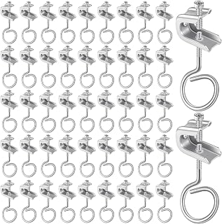 Hicarer 50 Set 1/4 x 20 Beam Clamp Steel Small C Clamps with Screws Metal Machine Threaded Bridle Rings Cable Ring Hangers for Pipe, Can Withstand 75 Lbs (1 1/4 Inch Bridle Rings)