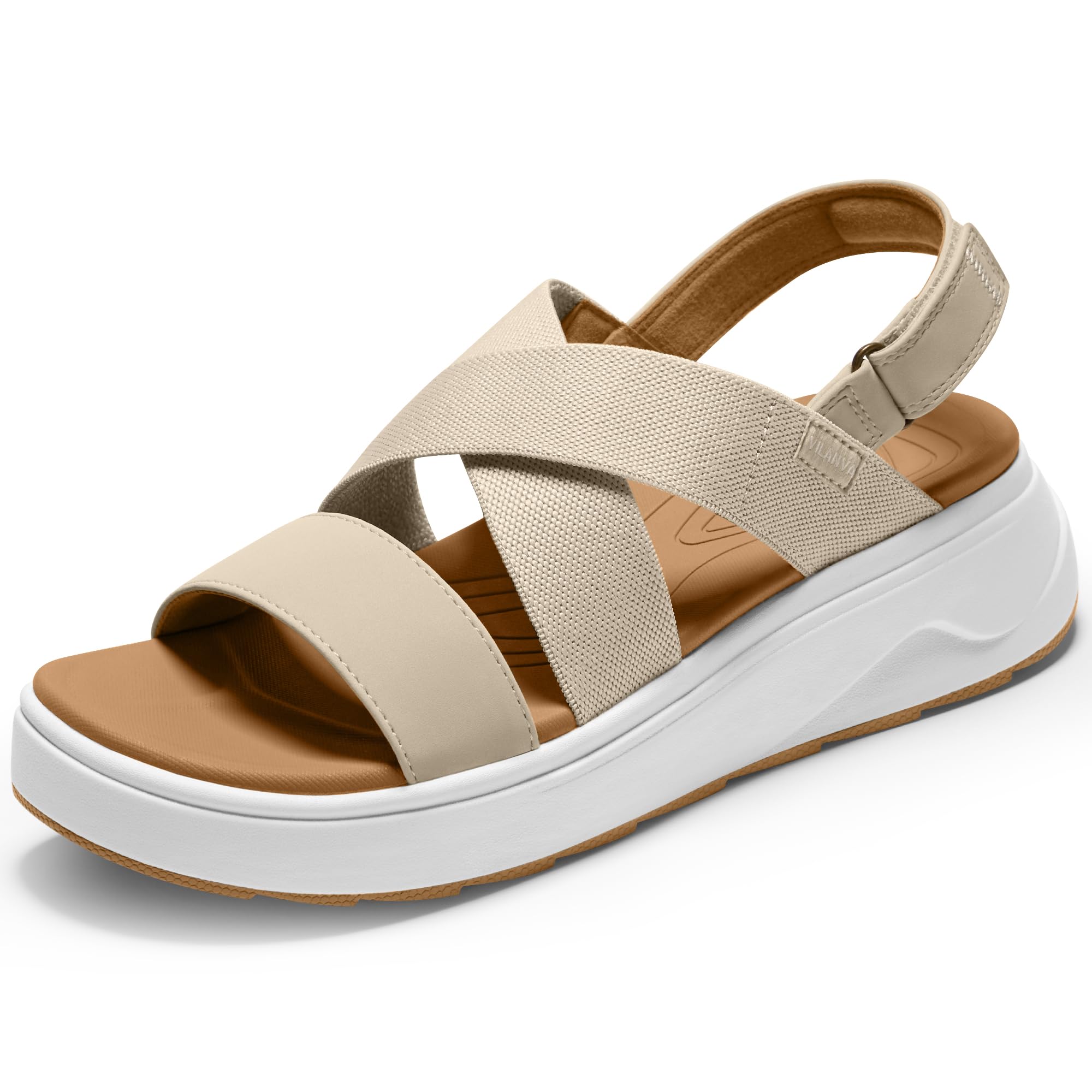Vilanva Sandali da donna con plateau, comodi, casual, incrociati, alla moda, cas