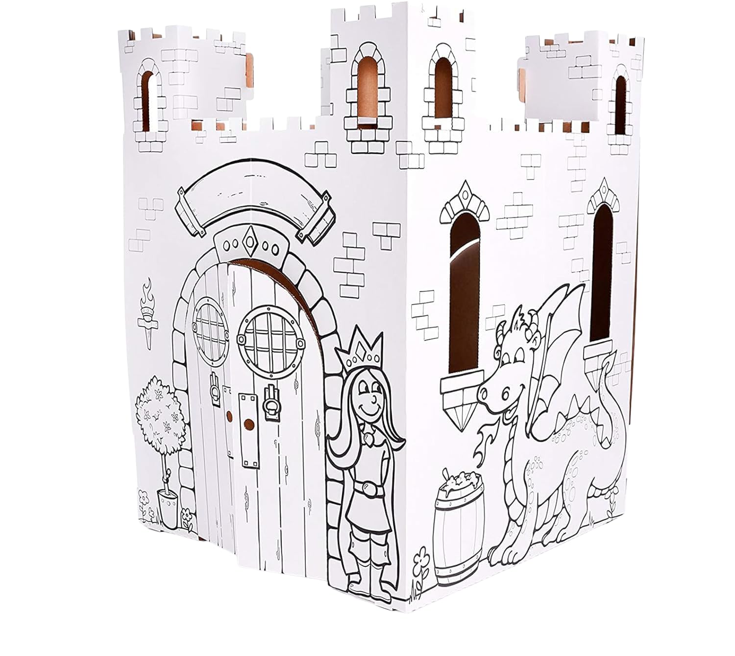 Easy Playhouse Cardboard Fairy Tale Castle - Kids Color & Draw Fort | Made in US