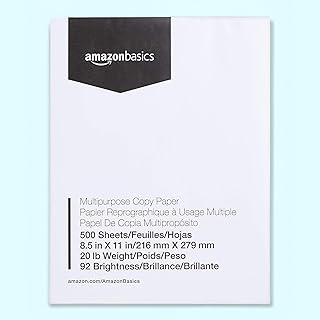 Amazon Basics Multipurpose Copy Printer Paper, 21.6 x 27.9cm, 9.07kg, 1 Ream, (500 Sheets), 92 Bright, White