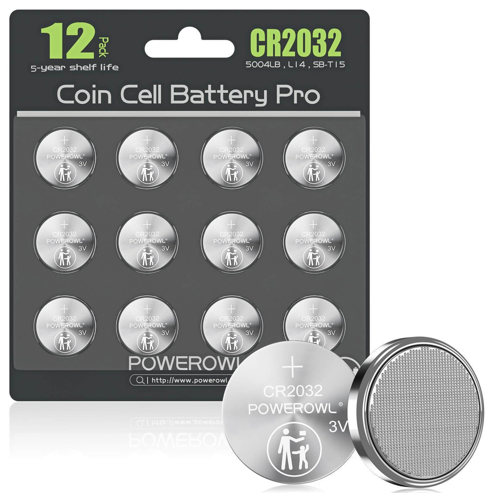 POWEROWL High Capacity CR2032 Battery 12 Pack - CR2032 Lithium 3V Coin Battery R