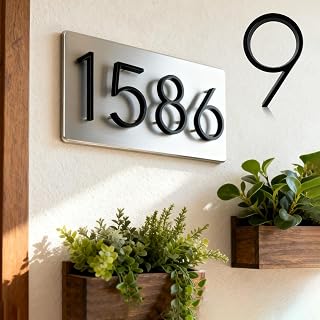 5" Black House Number Modern Address Number 0 Rust Proof Zinc Alloy Easy Installation High Gloss Black Number