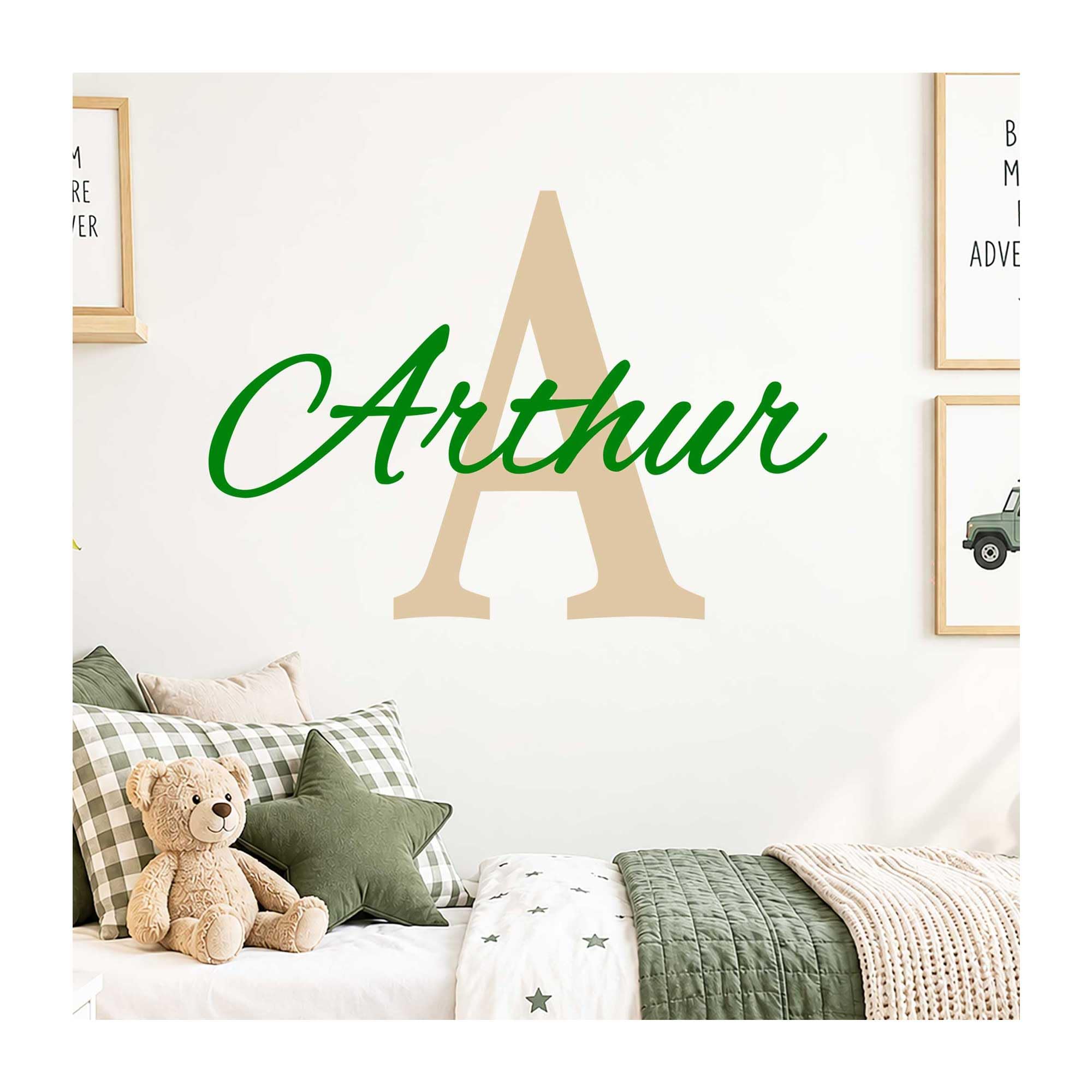 JR Decal Personalised Boys Name & Initial Wall Sticker for Nursery Bedroom | 4 s