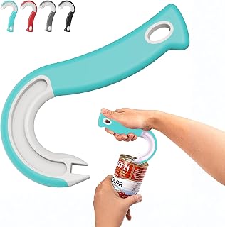 Easy-Grip Ring Pull Can Opener, for Soda and Food Cans Arthritis Aid with Non Slip Grip for Seniors Kids and Nail Protection Manual Pull Tab Tool for Easy Open Cans Black Dishwasher Safe